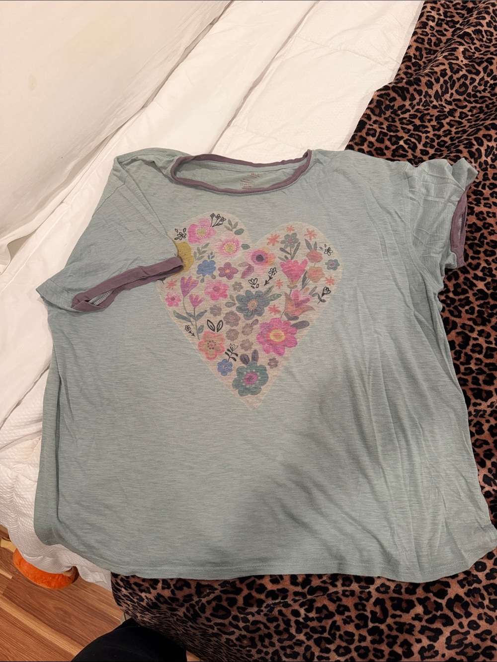 Natural Life ringer tee, sage, green, hard to find, discontinued print